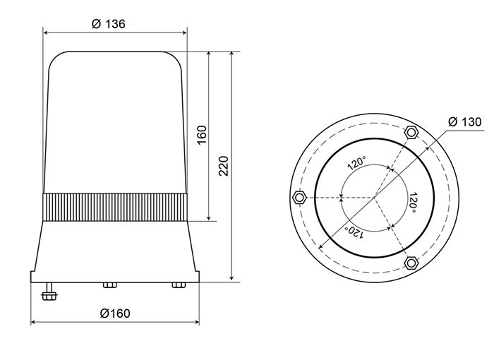 AEB "595" 24V rotating beacon - Amber lens