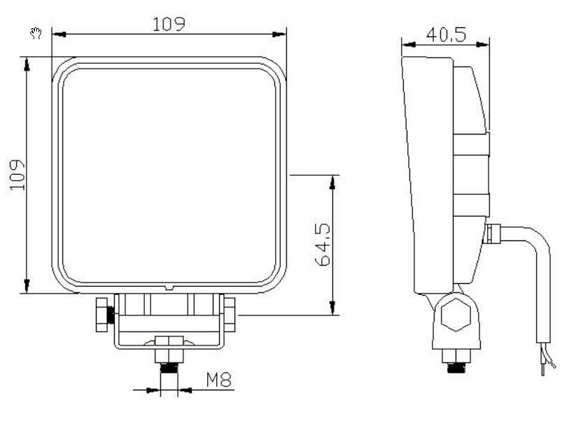 LED Work Lamp LED 9-30V 3 mtr. cable