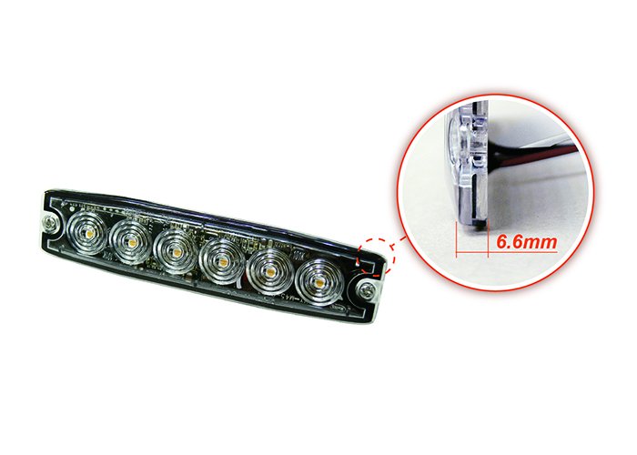 6-LED Ultra Thin Strobe Amber 12V/24V