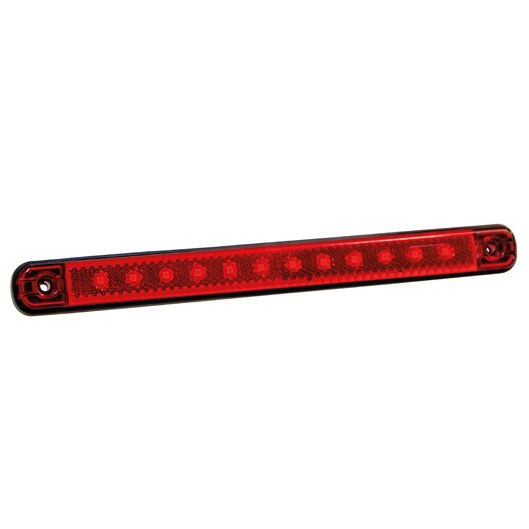 12-LED ZIJMARKERINGSLICHT ROOD MET REFLECTOR 12/24V