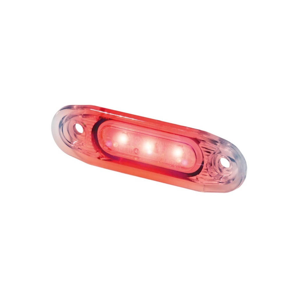 SLD marker light 3-LED red clear lens 12-24v