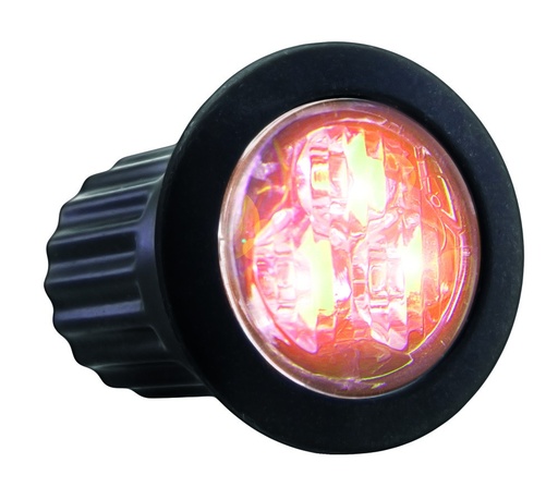 [5850190HP-A] 3-LED Round Strobe/Warning Light Orange 12-24V | Flush Mount | Dia 36mm 